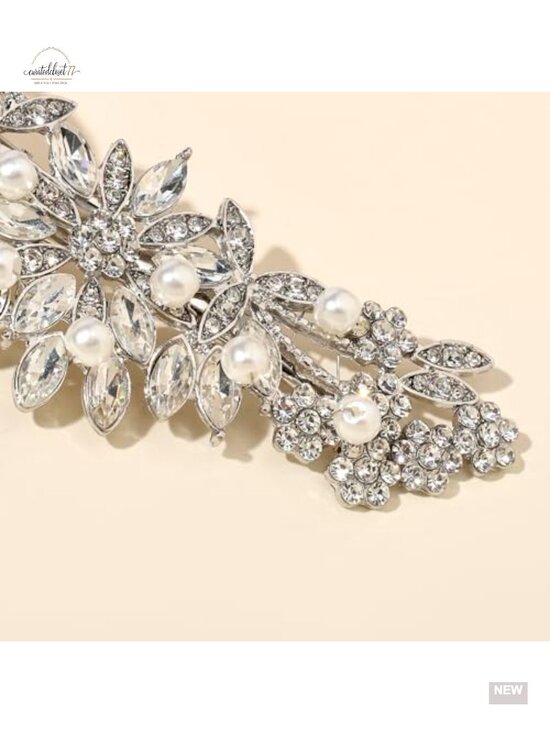 Crystal Rhinestone Pearl Hair Clip Comb Silver Wedding Hair Accessory Bridal